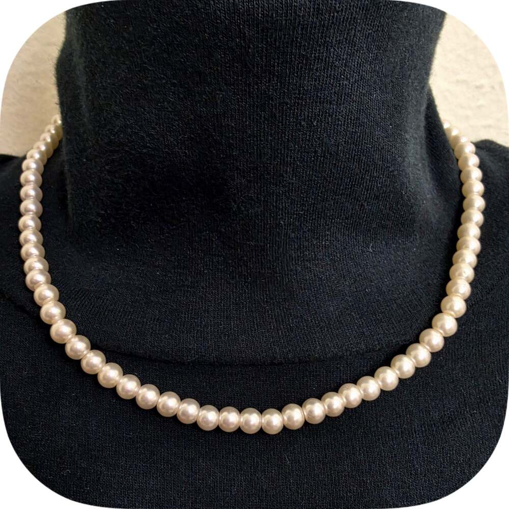 Icing Faux Pearl Strand Necklace with Gold Tone Extension Chain
